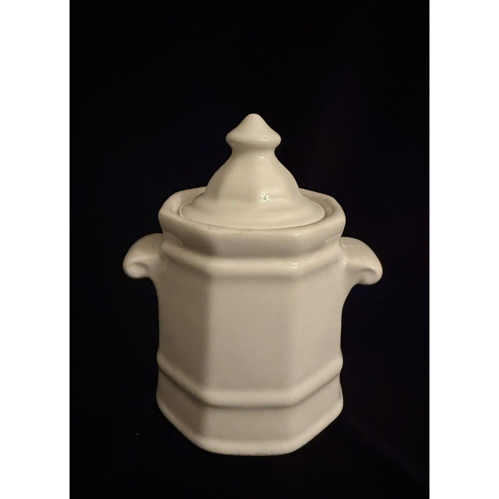 Pfaltzgraff Heritage Sugar Bowl with Lid, White Octagonal 10 oz Cream Kitchen